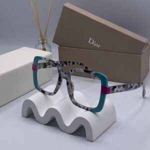 Dior Oversized Geometric Eyeglasses – Multicolor Acetate Designer Frame