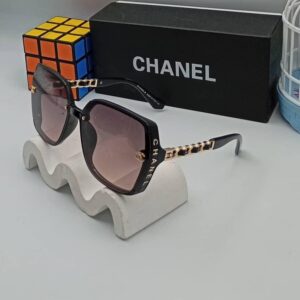Chanel Oversized Square Sunglasses – Iconic Black & Gold Designer Frame