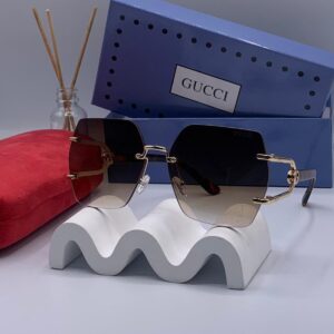 Gucci Rimless Square Gradient Sunglasses – Gold Metal Frame
