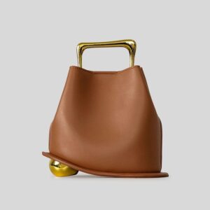Sculptural Top-Handle Leather Bag – Caramel Edition