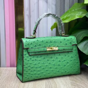 Hermès Kelly Style Pink Ostrich Leather Handbag